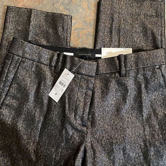 Ann Taylor The Ankle Sz 4 Gold Shimmer Pants - Picture 5 of 5
